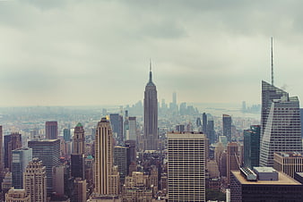 Empire State Building New York City Skyline Overcast