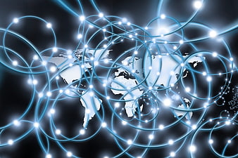 Global Digital Network Concept With Glowing Blue Connections On Earth