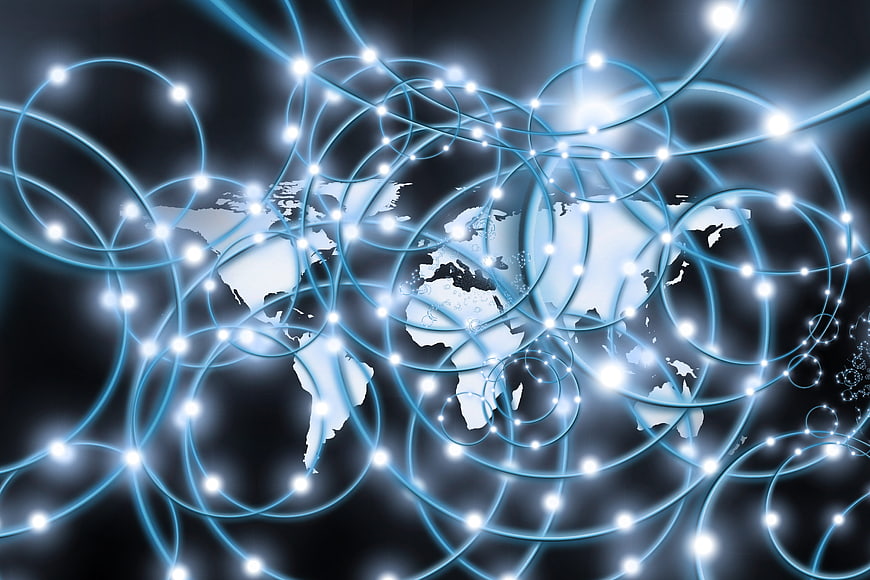 Global Digital Network Concept With Glowing Blue Connections On Earth