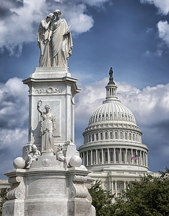 US Capitol Building with Memorial Monument