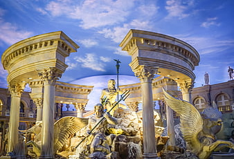 Caesars Palace Roman Fountain Statues Las Vegas Night