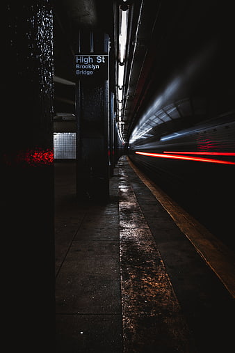 Long Exposure Subway Train at High St Brooklyn Bridge Station