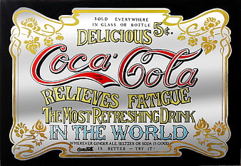 Vintage Coca-Cola Advertising Sign with Ornate Typography