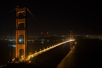 Golden Gate Bridge Night Long Exposure with City Lights