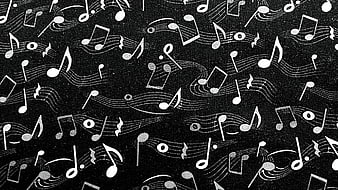 Vintage Black and White Musical Notes Fabric Texture
