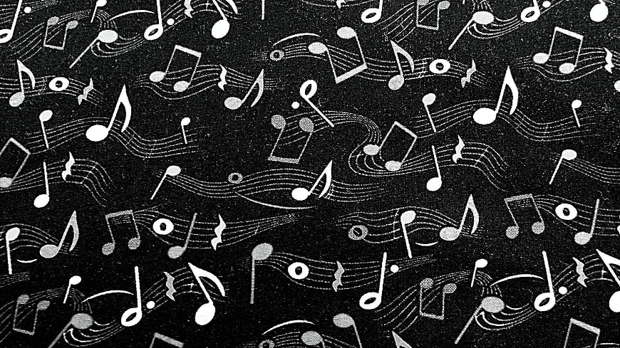 Vintage Black and White Musical Notes Fabric Texture