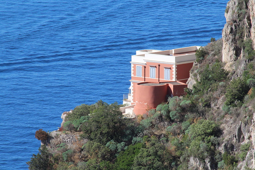 Terracotta Villa on Cliffside Overlooking Blue Sea