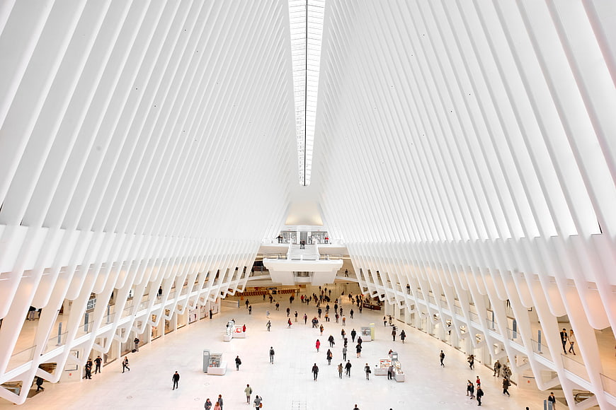 Interior of The Oculus Transportation Hub in New York City