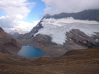 Alpine Glacier and Turquoise Lake in Swiss Mountains