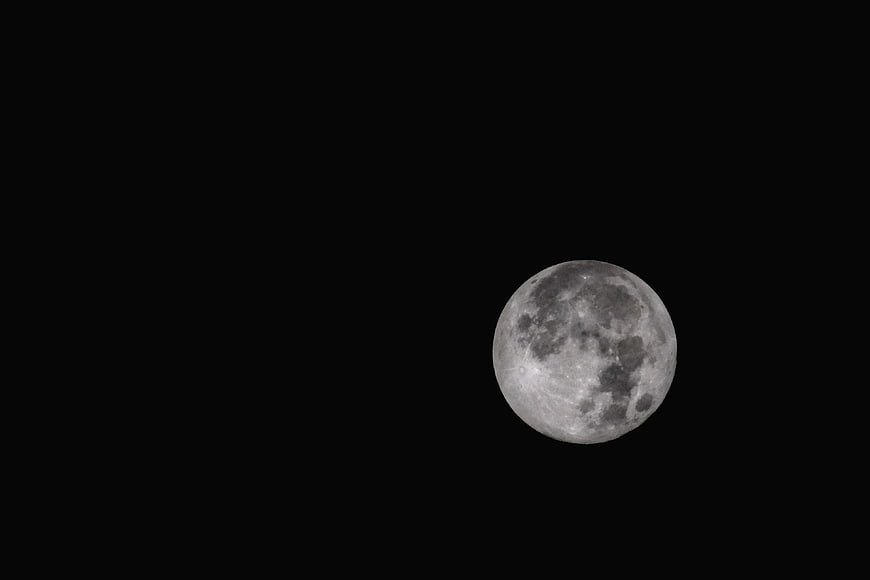 Full Moon in Black Night Sky