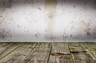 Rustic wooden floor and distressed grunge wall background