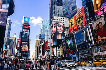 Times Square New York City Crowded Street Scene