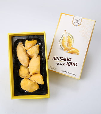 Musang King Frozen Durian Fruit in Yellow Packaging Box