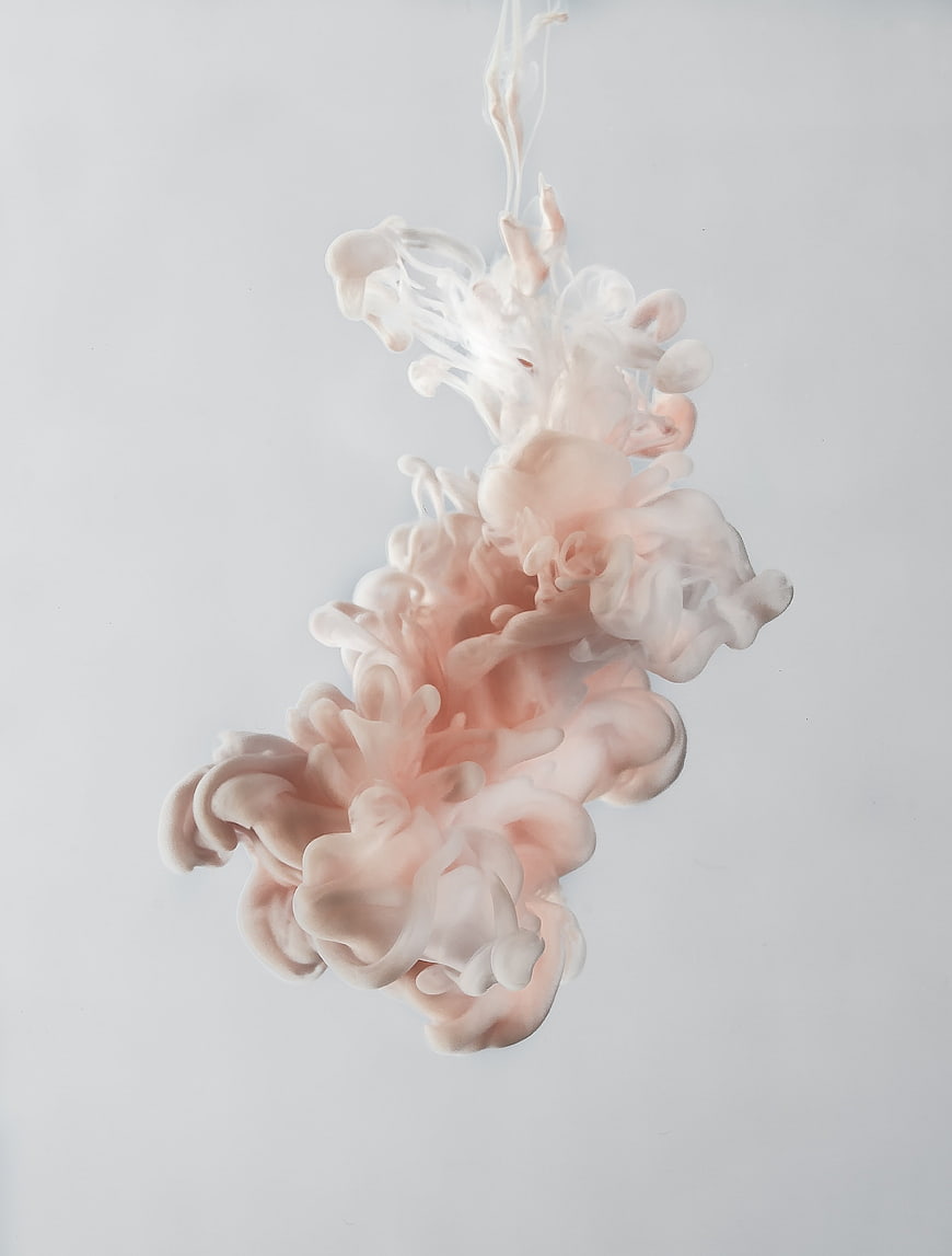 Abstract Pink and White Ink Cloud in Water
