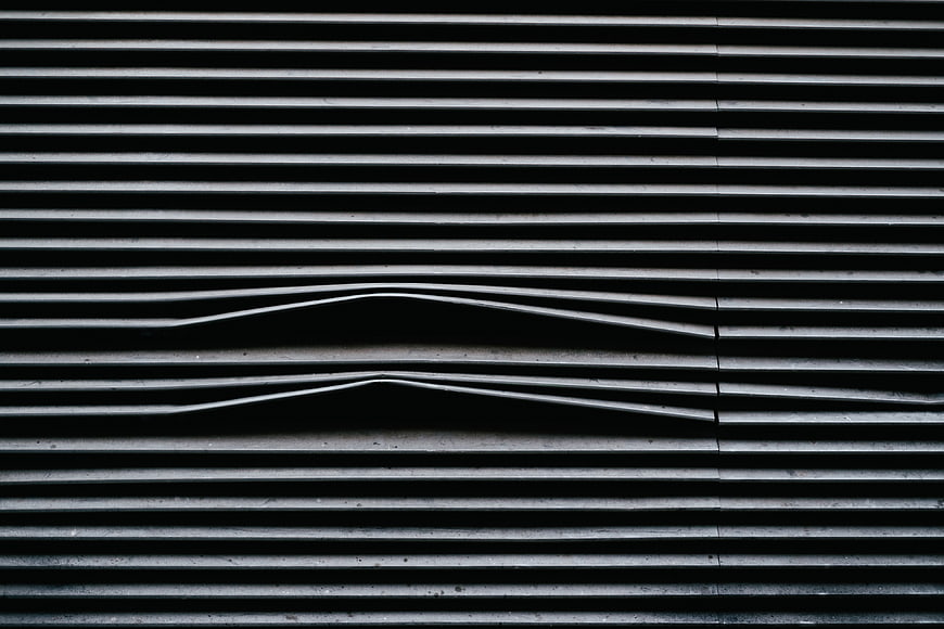 Abstract black and white horizontal blinds with distorted lines
