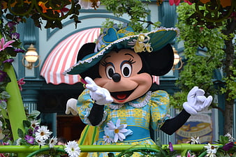Minnie Mouse in Floral Parade Costume at Disneyland Paris