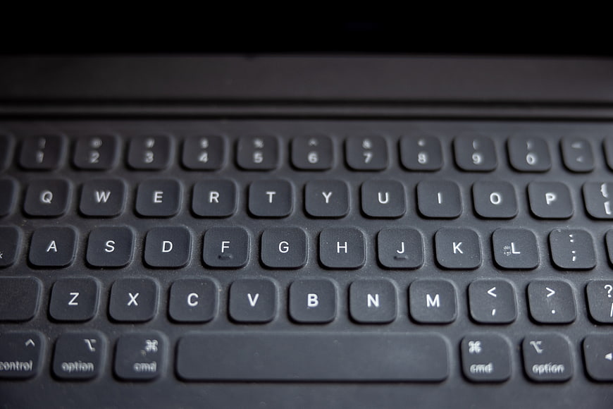 Close-up of black laptop keyboard keys