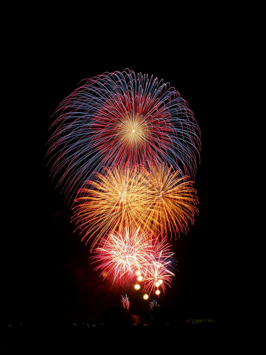 Colorful Fireworks Display in Night Sky