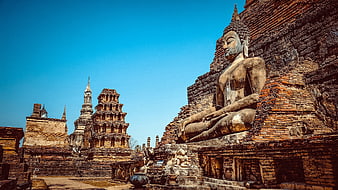Ancient Buddha Statue at Sukhothai Historical Park Thailand