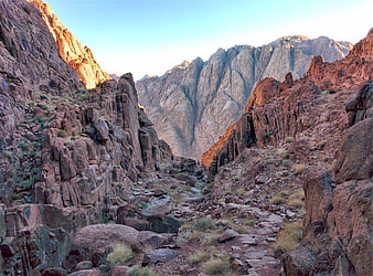 Hikers in Red Rock Canyon Desert Landscape