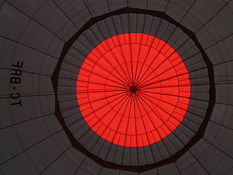 Interior View of Hot Air Balloon Envelope With Red Burner Opening