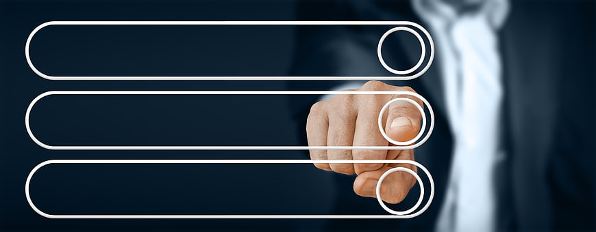 Businessman hand selecting option on digital interface