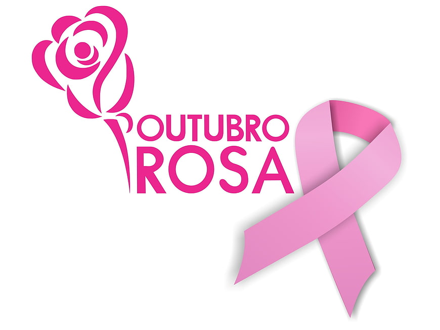 Pink October Breast Cancer Awareness Logo with Rose and Ribbon
