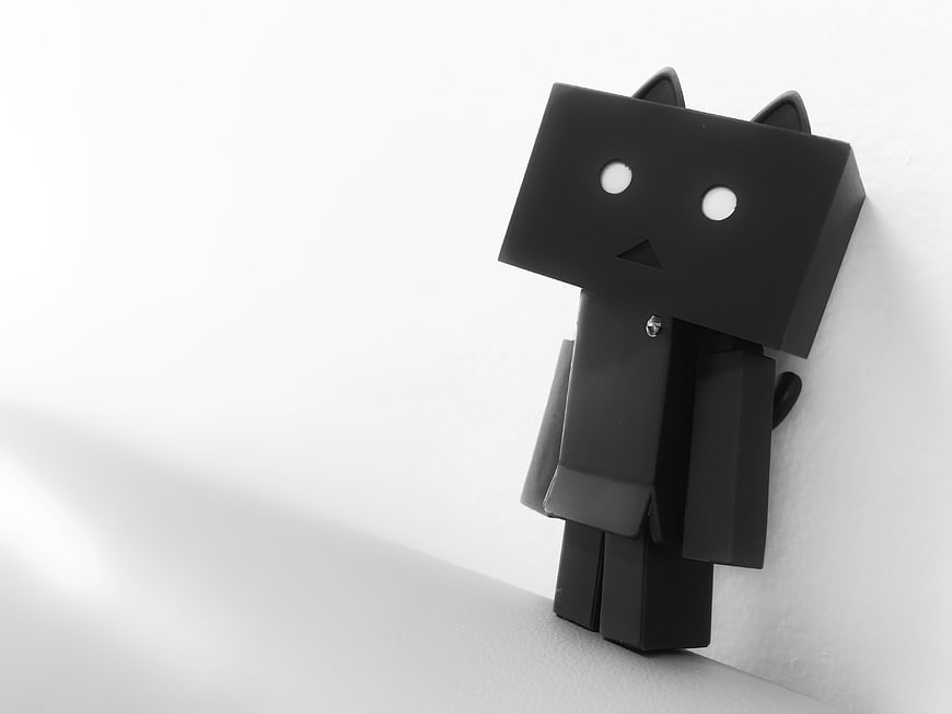 Black Box Cat Figure on White Background