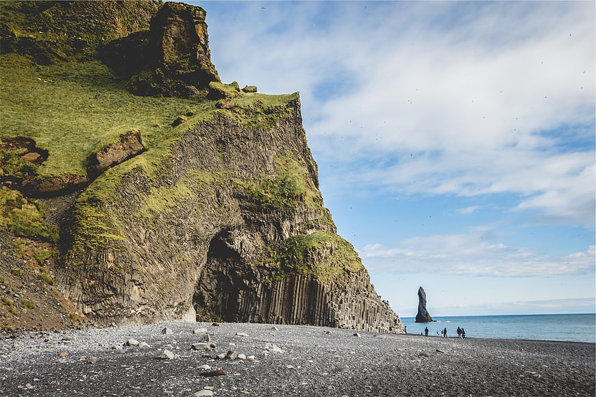 Vik Black Sand Beach Iceland Cliffs and Sea Stack