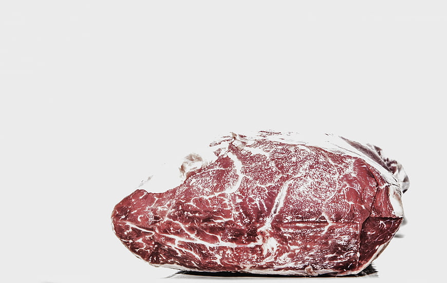 Raw marbled beef steak on white background