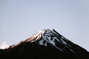Snow-Capped Mountain Peak at Sunset