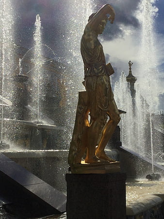 Bronze Statue at St Isaac's Square Fountain in St Petersburg