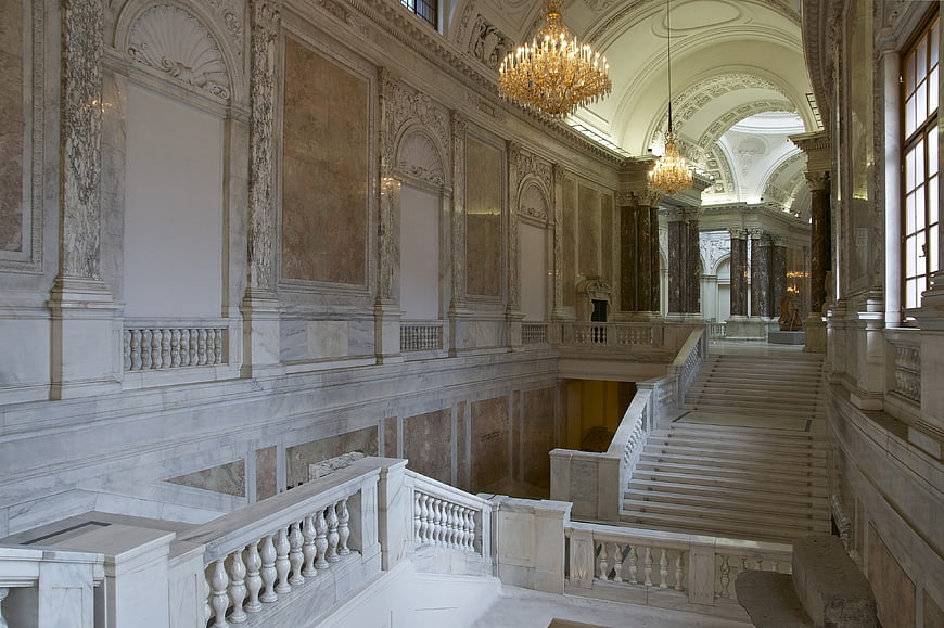 Grand Marble Staircase Interior of Hofburg Imperial Palace in Vienna