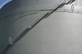 Metal Staircase on Large Industrial Storage Tank