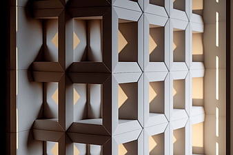 Abstract Geometric 3D Wall Pattern with Light and Shadow