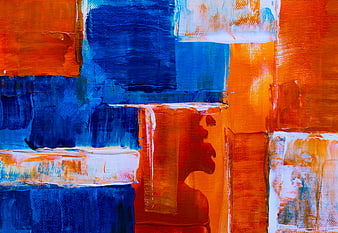 Abstract Blue and Orange Acrylic Painting Texture