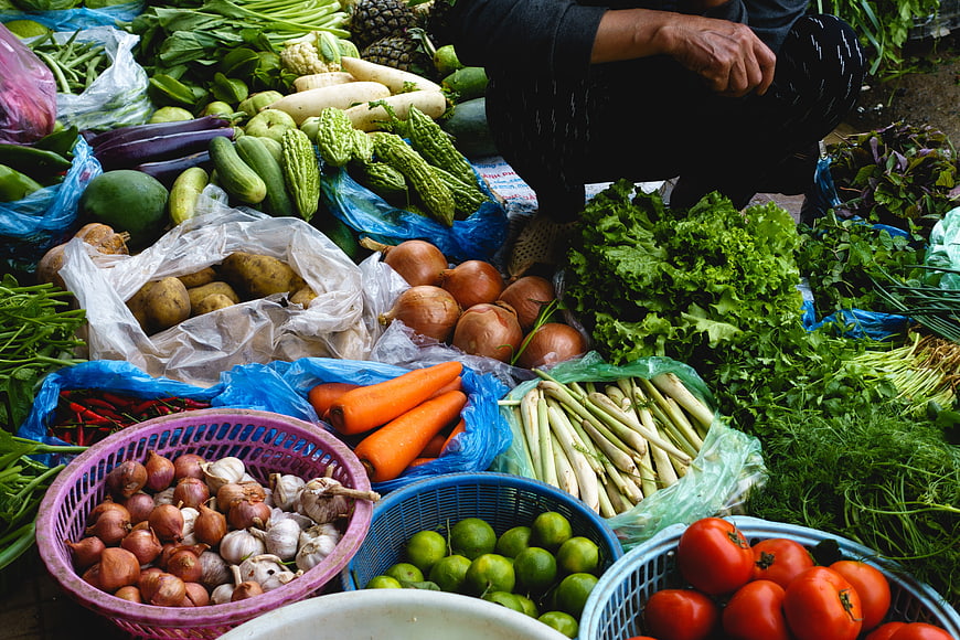 Fresh vegetables at an Asian farmers market