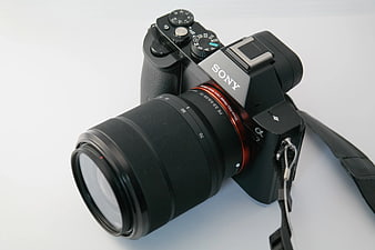 Black Sony Mirrorless Camera on White Background