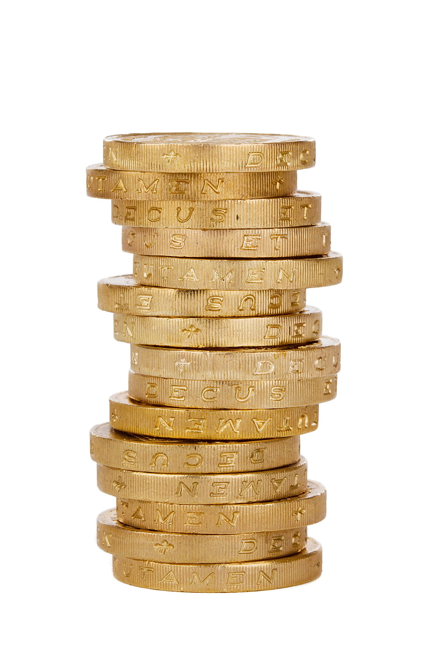 Stack of gold coins isolated on white background