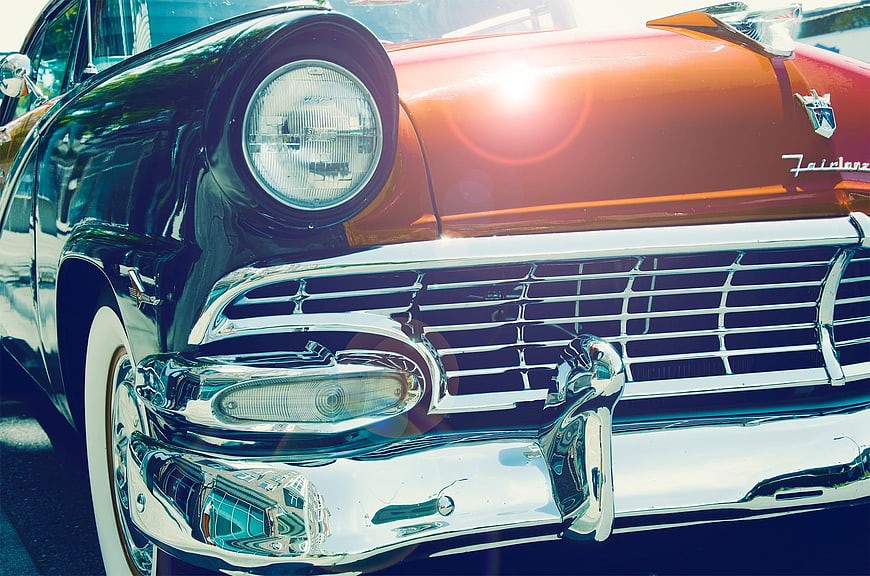 Close-up of Vintage 1957 Chevrolet Bel Air Front Grille