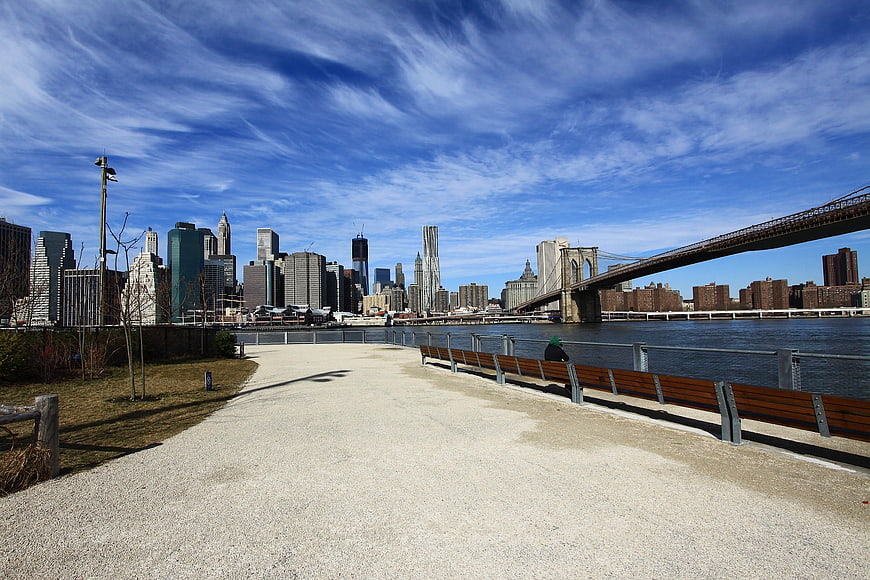 Brooklyn Bridge and Manhattan Skyline from DUMBO Park