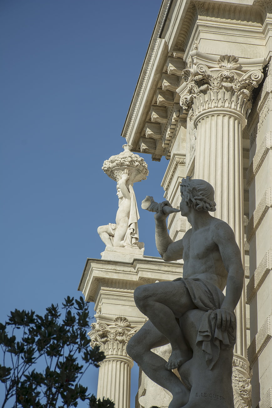Classical Marble Sculptures on Grand Architectural Facade