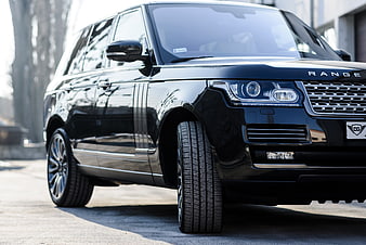 Black Range Rover SUV Front Three-Quarter View