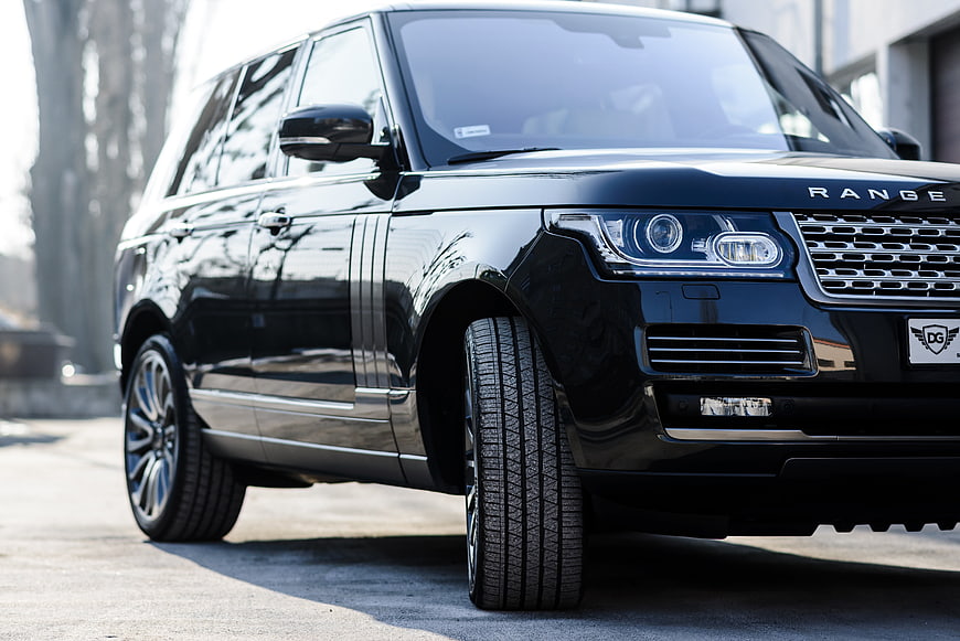 Black Range Rover SUV Front Three-Quarter View