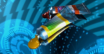 3D Render of Colorful Paint Tubes on Blue Digital Background