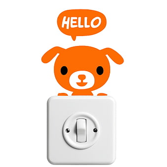 Cute Orange Dog Sticker Peeking Over Light Switch