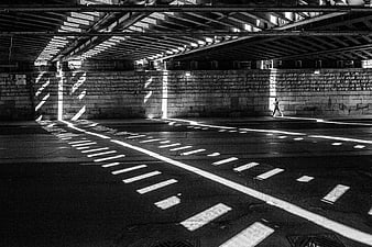 Black and white urban architecture with dramatic shadows