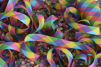 Colorful Paper Streamers And Confetti Party Background