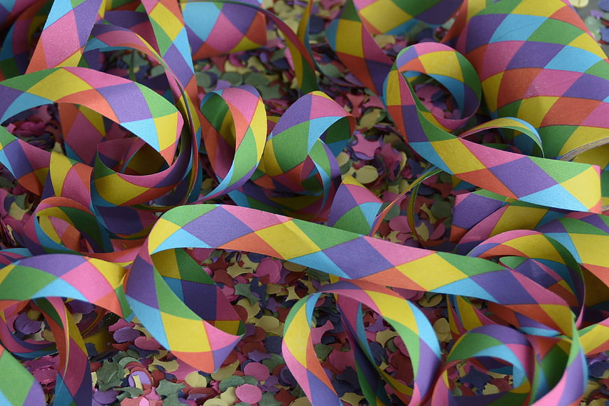 Colorful Paper Streamers And Confetti Party Background