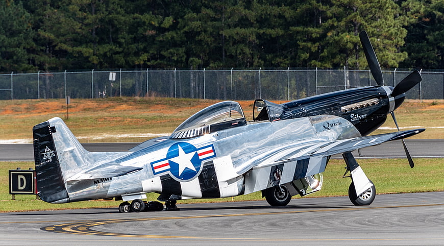 Vintage P-51 Mustang Fighter Plane on Runway